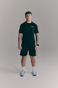 SACA Essential Tee in black — front view worn by model