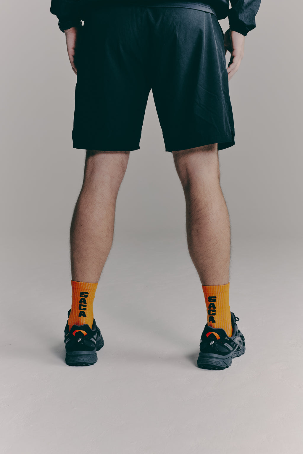 SACA Socks 3-Pack in black, white and orange — laid flat
