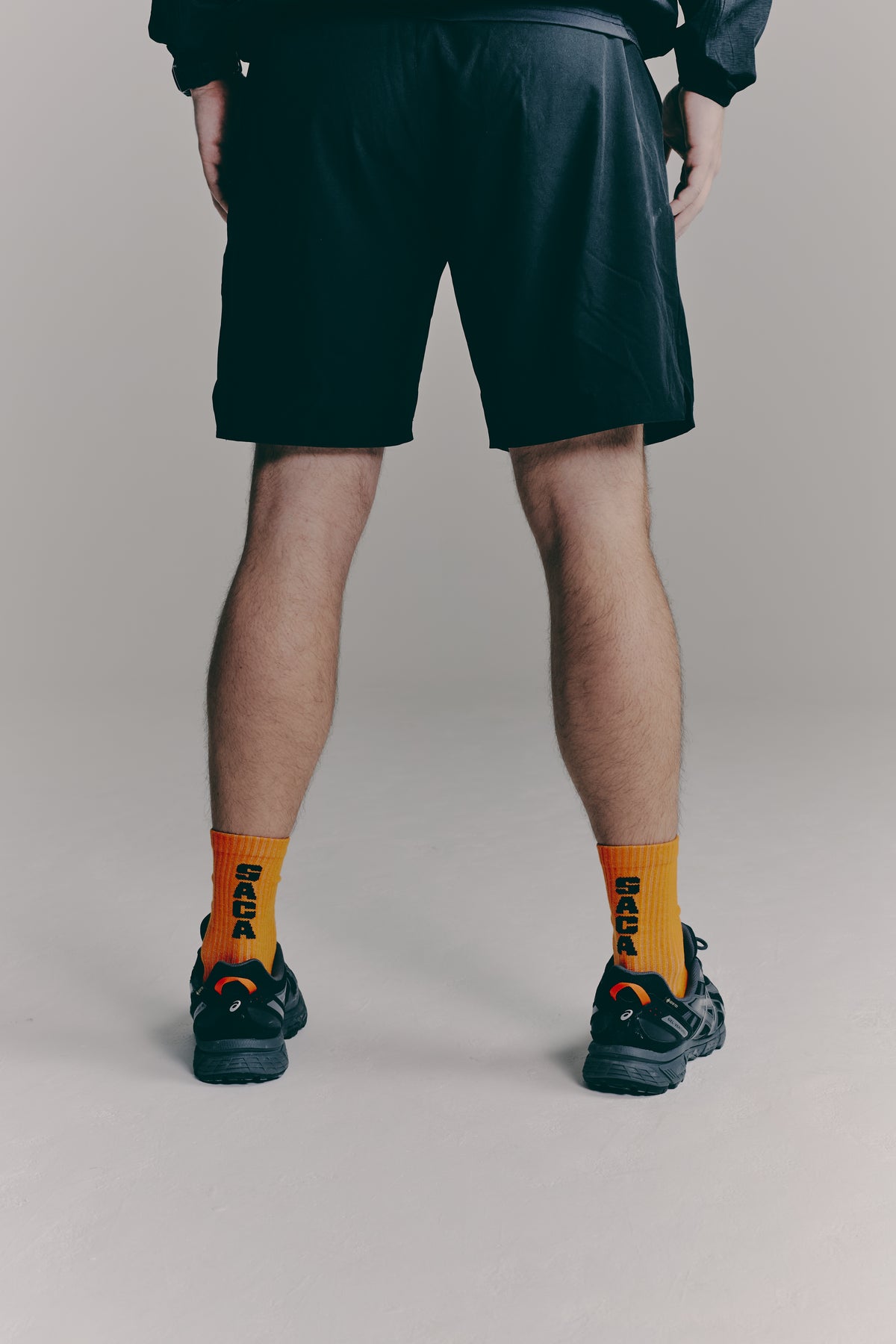 SACA Socks 3-Pack in black, white and orange — laid flat