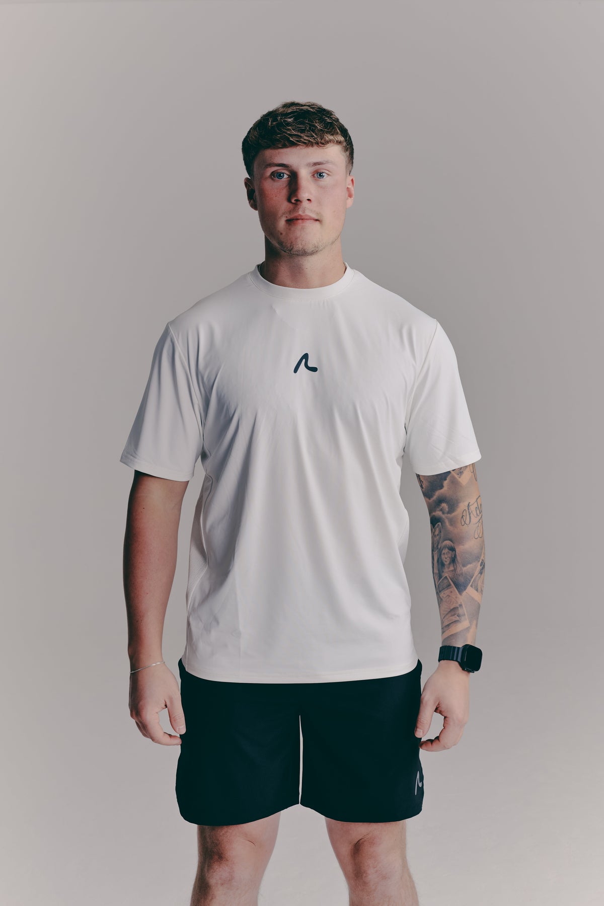 SACA Contest T-Shirt in white — front view worn by model
