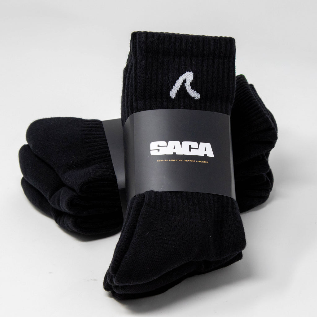 SACA Essential Socks 3-Pack in black — folded pair