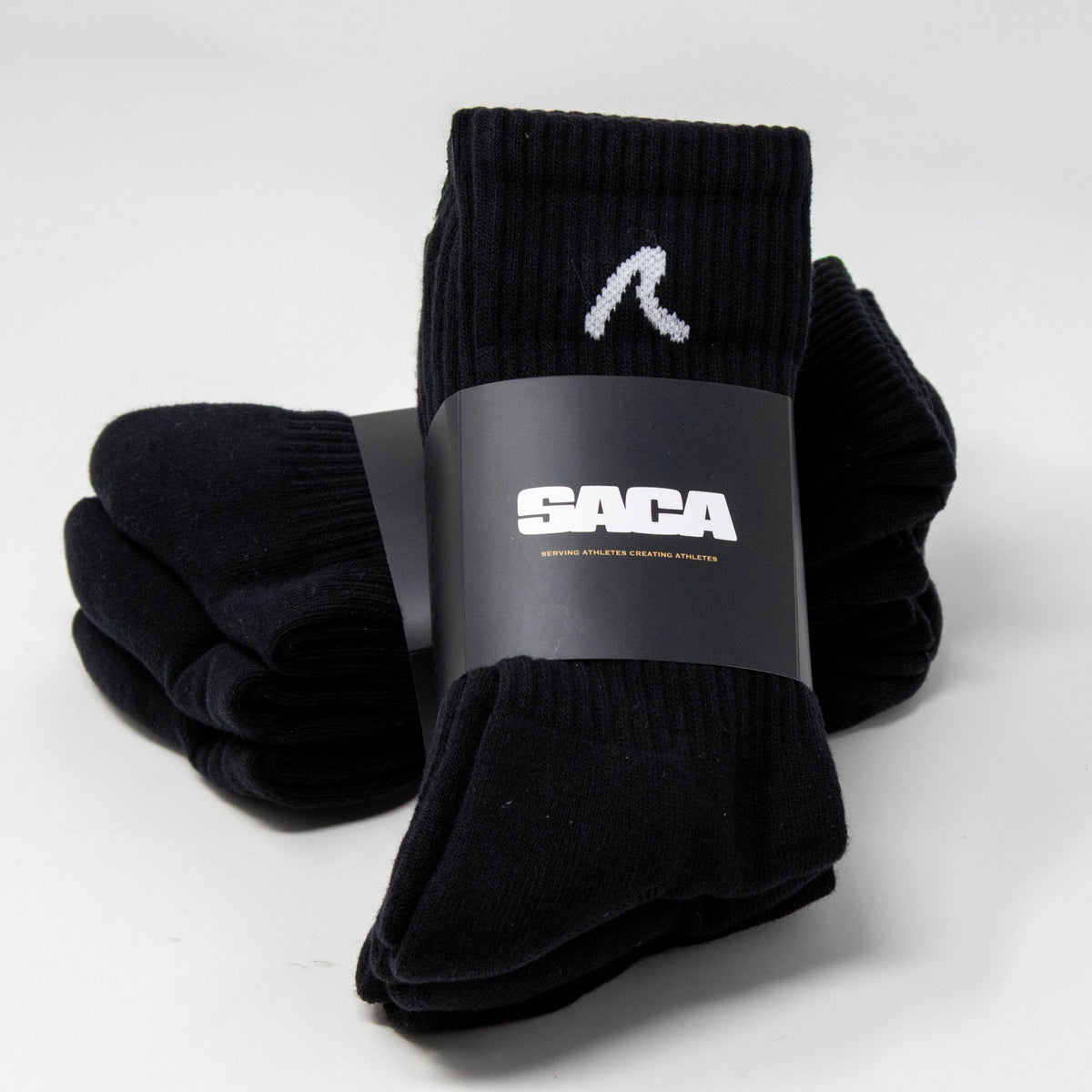 SACA Essential Socks 3-Pack in black — folded pair