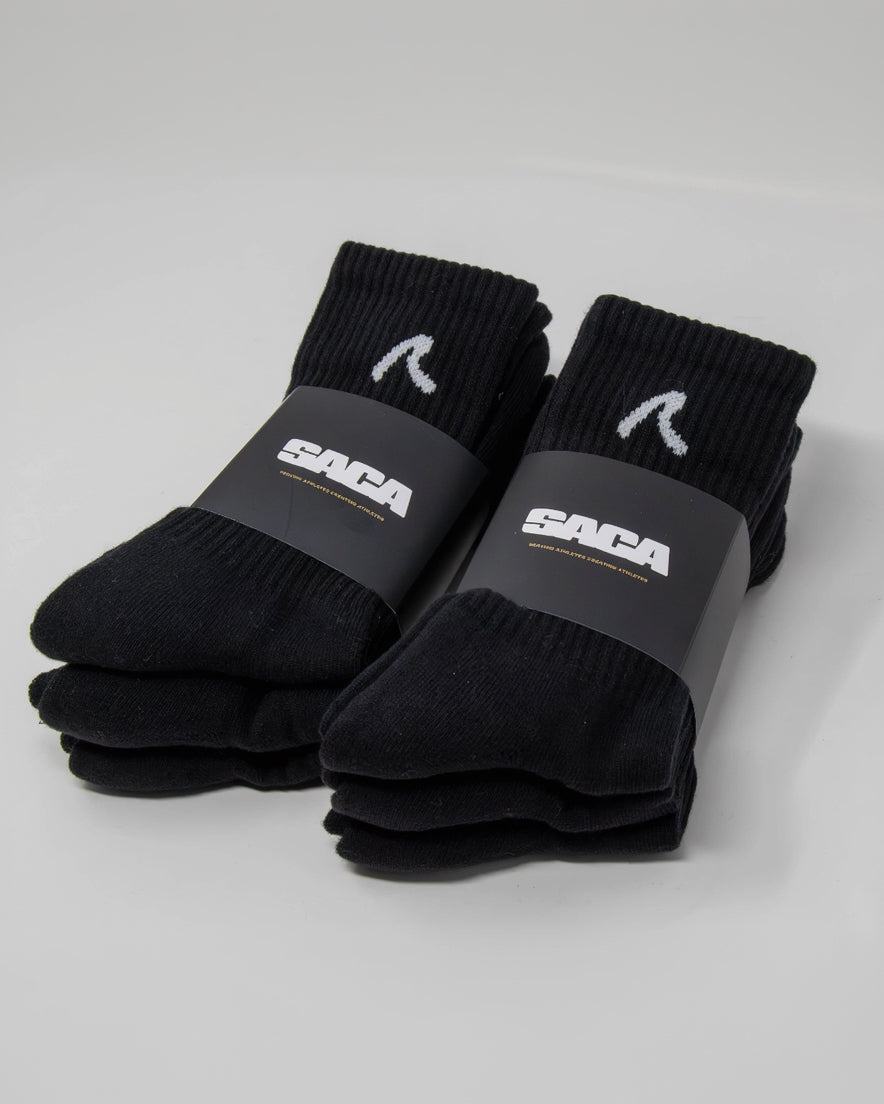 SACA Essential Socks 3-Pack in black — front view