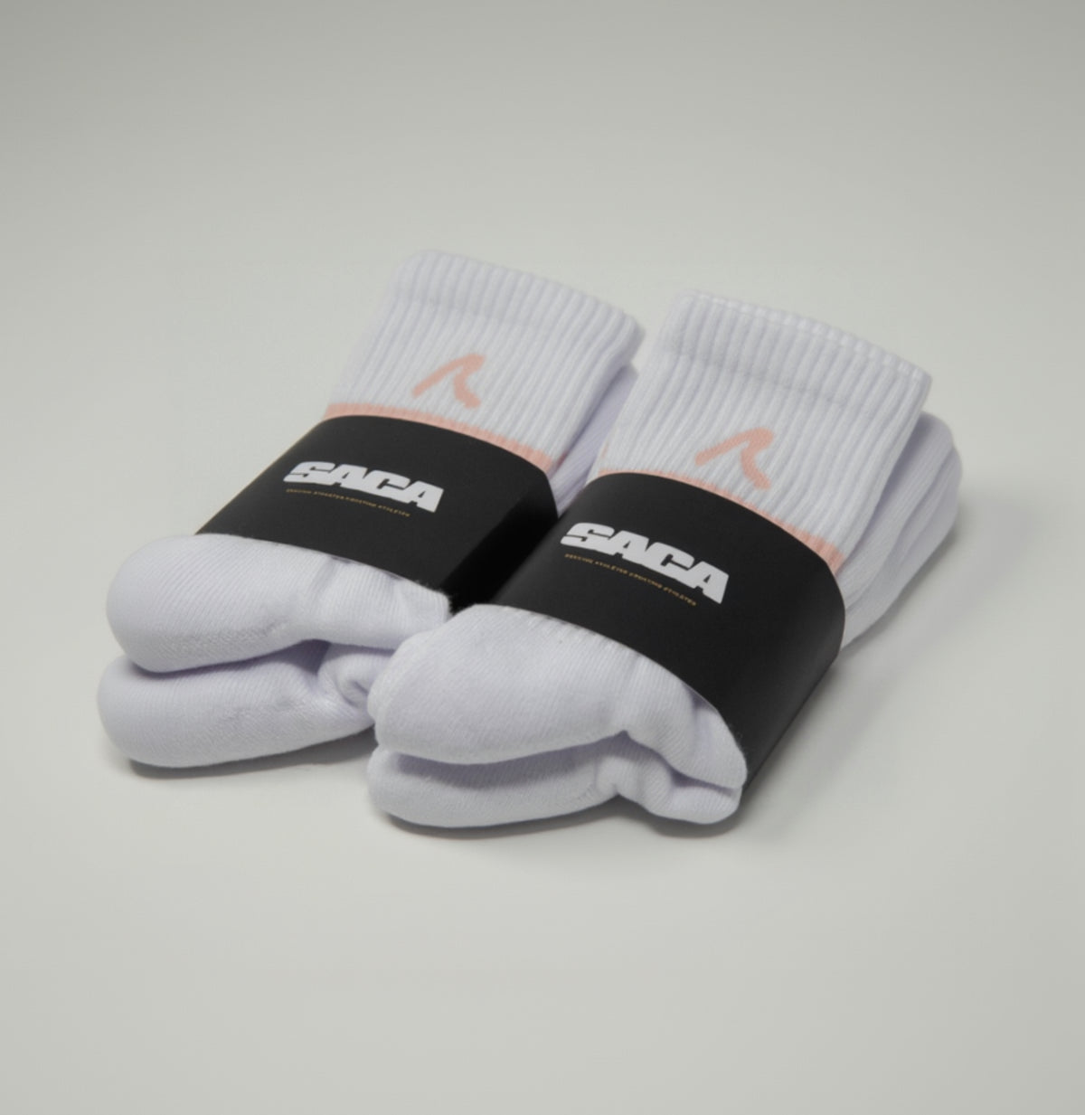 SACA Ladies Socks 2-Pack with pink trim — pair laid flat