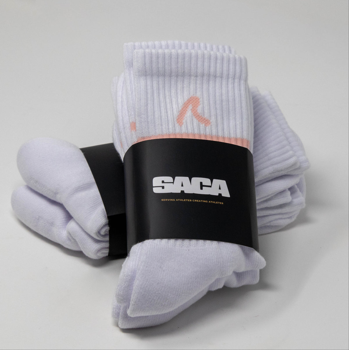 SACA Ladies Socks 2-Pack with pink trim — detail of logo