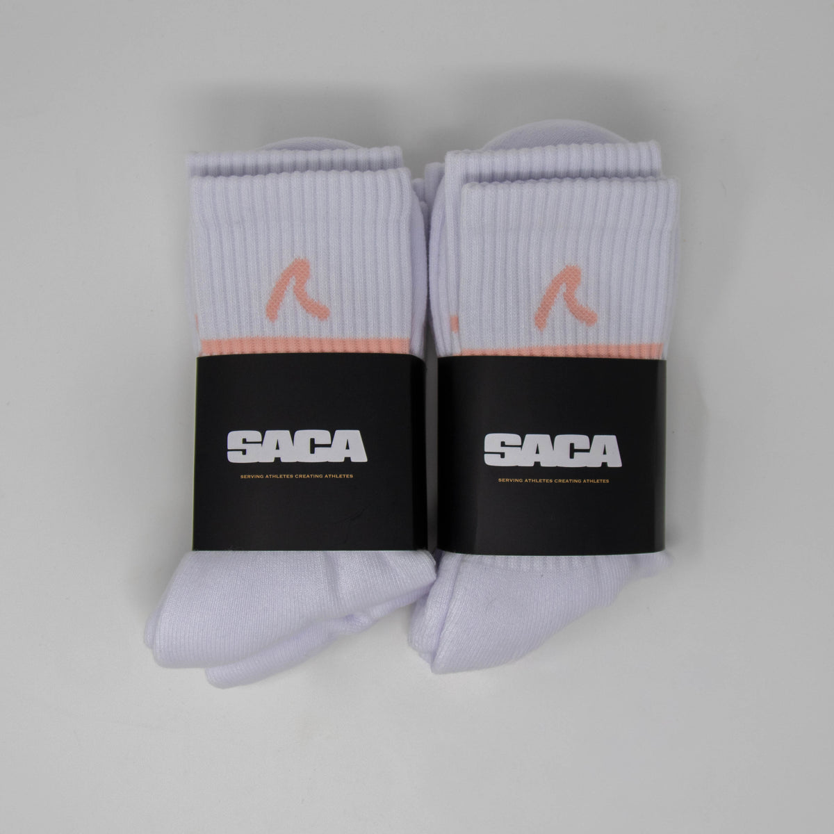 SACA Ladies Socks 2-Pack with pink trim — front view