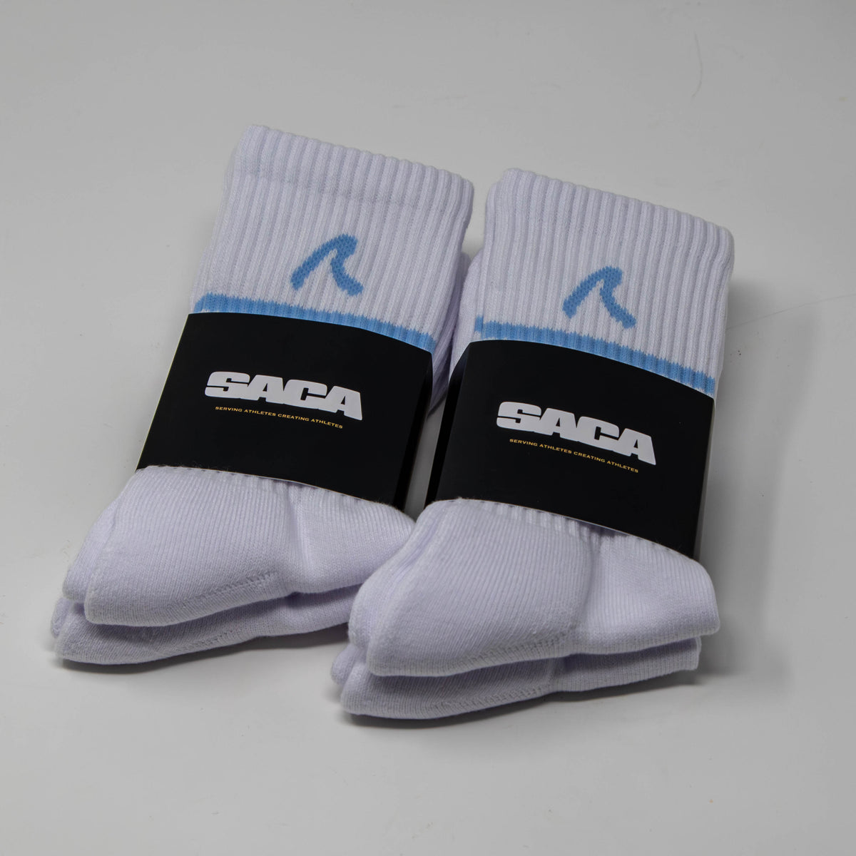 SACA Ladies Socks 2-Pack with blue trim — detail of logo