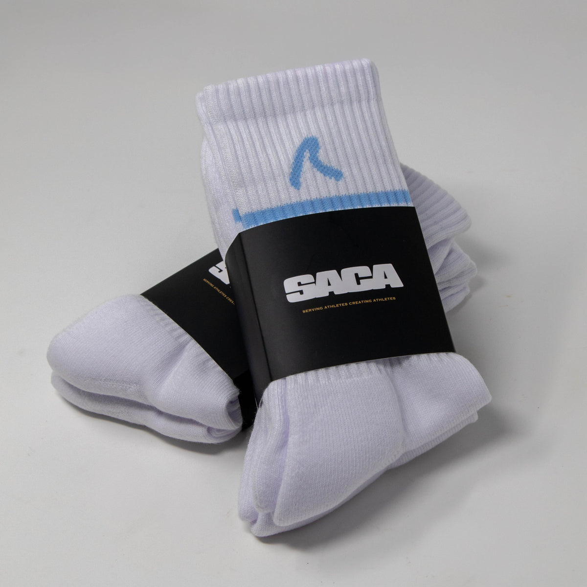 SACA Ladies Socks 2-Pack with blue trim — pair laid flat