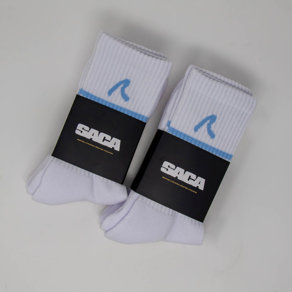 SACA Ladies Socks 2-Pack with blue trim — front view