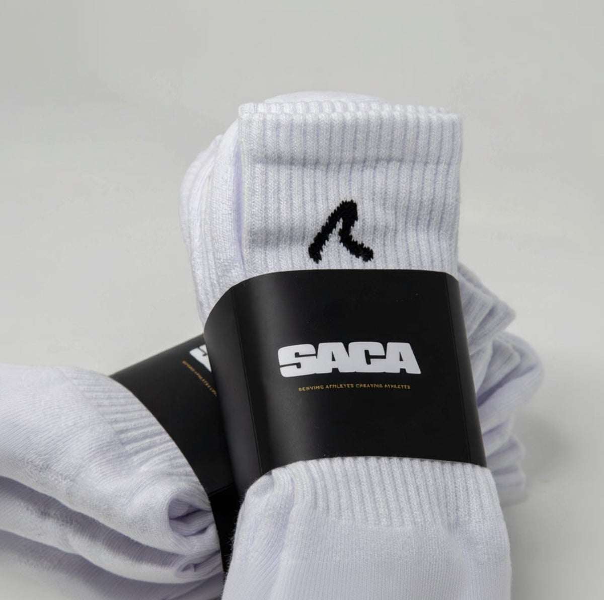 SACA Essential Socks 3-Pack in white — folded pair