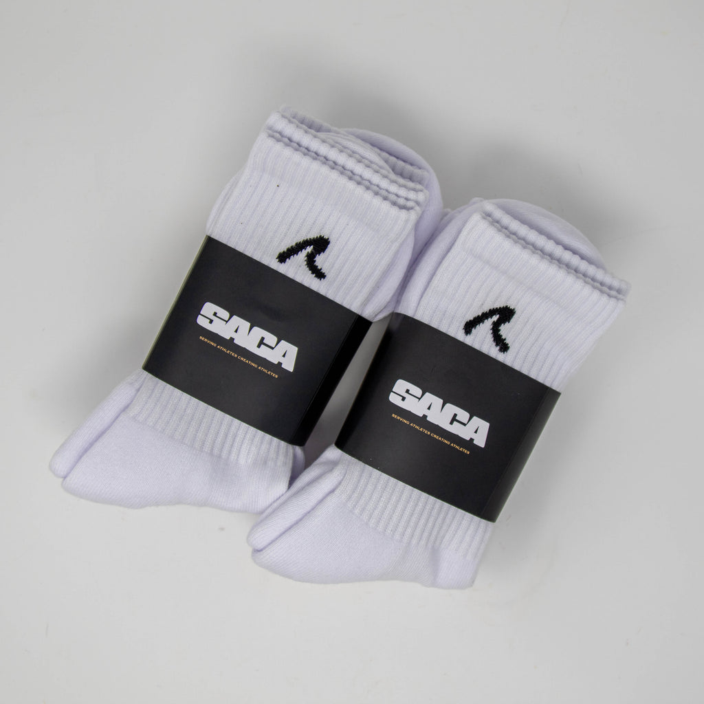 SACA Essential Socks 3-Pack in white — front view
